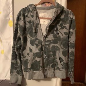 Aeropostale Grey Floral Zip Hoodie